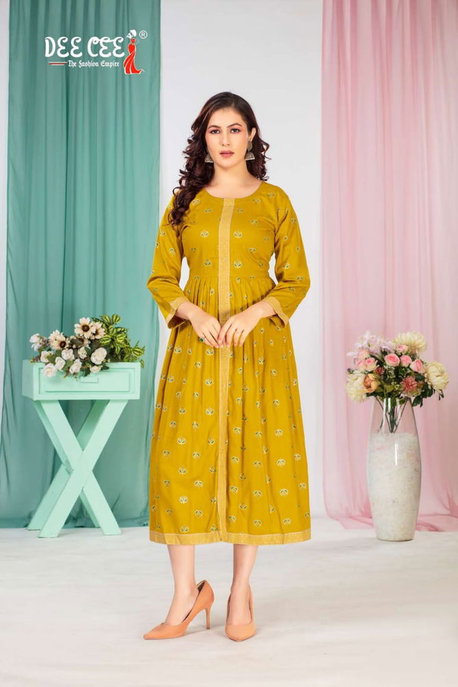 Vedanti By Deecee Beautiful Rayon Anrakali Kurtis Wholesale Market In Surat